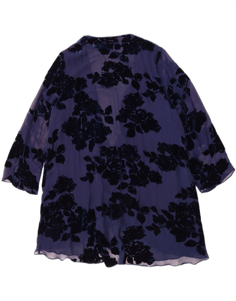 JACQUES VERT Womens Longline Cardigan Top UK 20 2XL Navy Blue Floral Vintage Jacques Vert and Second-Hand Jacques Vert from Messina Hembry 