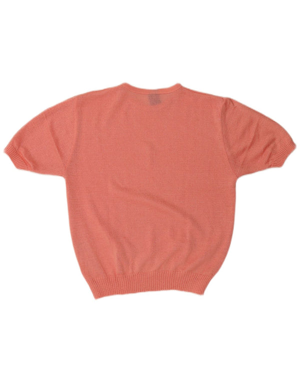 Vintage Womens Short Sleeve Blouse Top IT 44 Medium Pink Acrylic