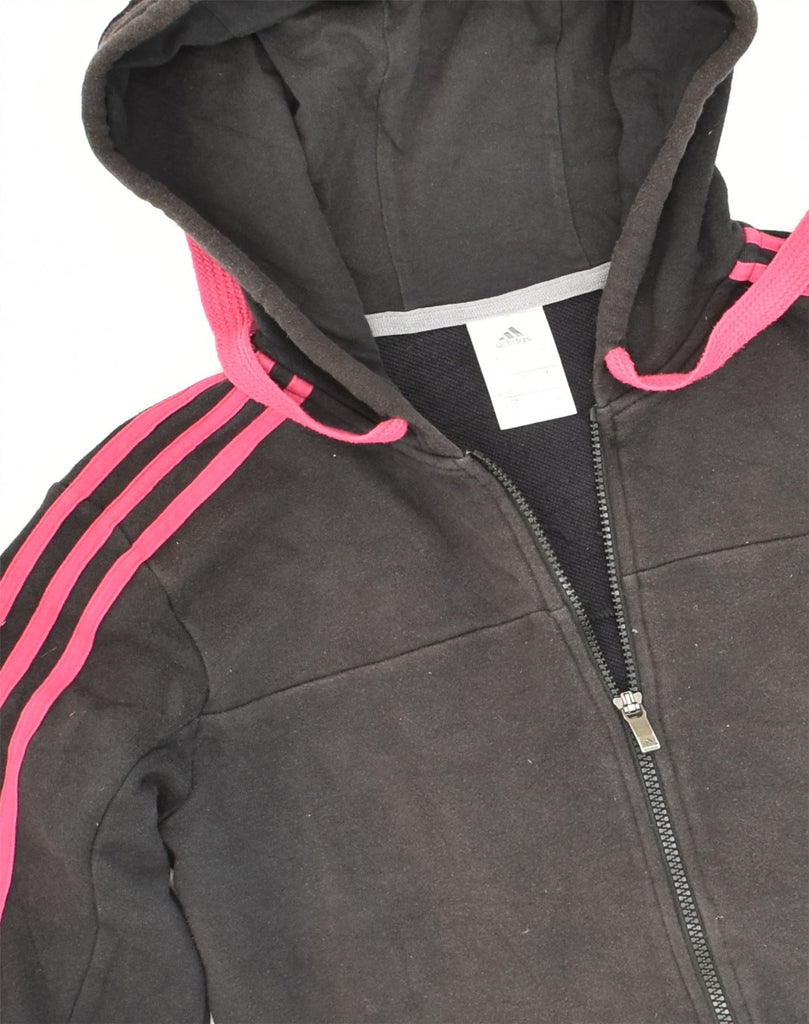 ADIDAS Womens Zip Hoodie Sweater UK 10 Small Black Cotton | Vintage Adidas | Thrift | Second-Hand Adidas | Used Clothing | Messina Hembry 