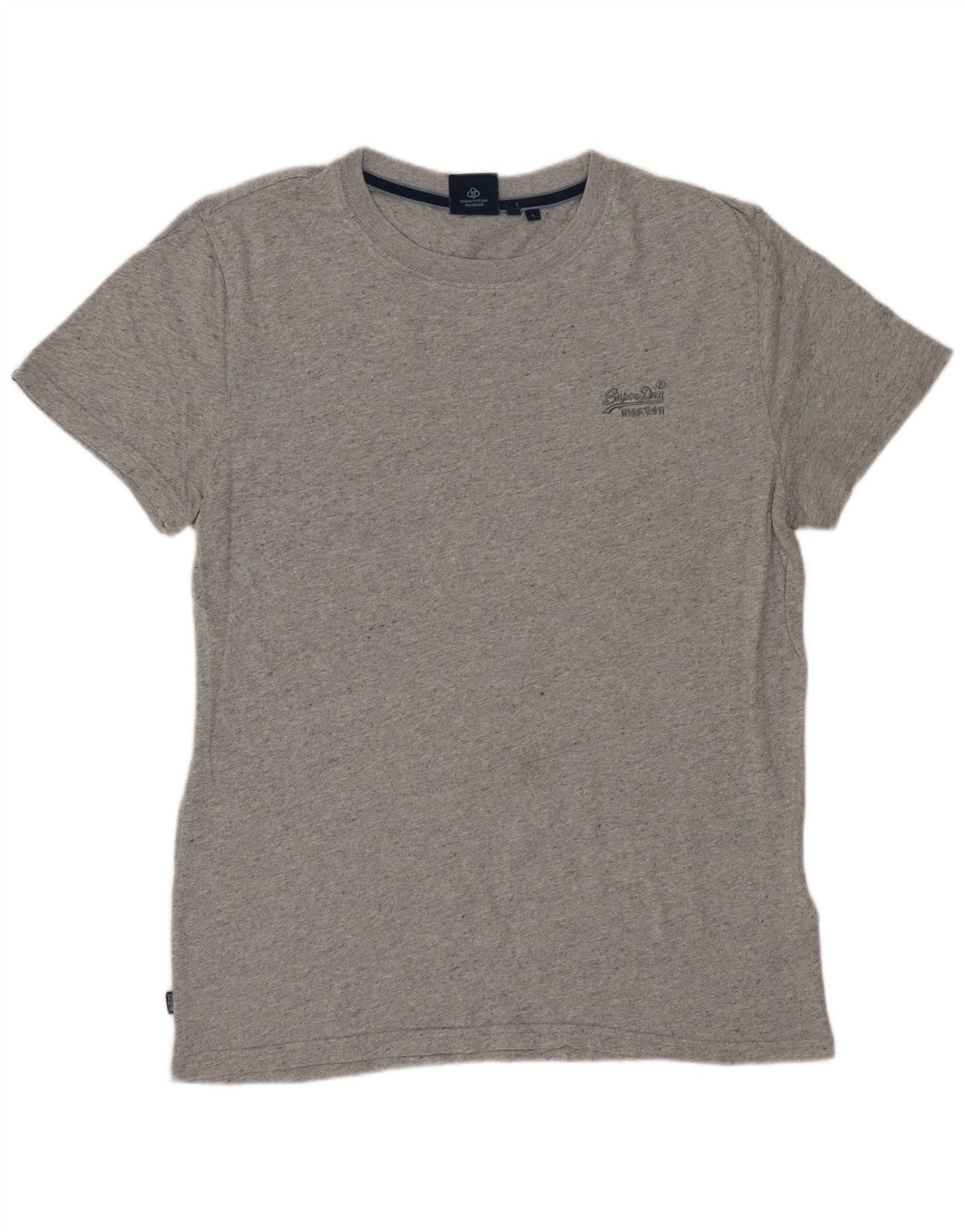 SUPERDRY Mens T-Shirt Top Large Grey Flecked Cotton