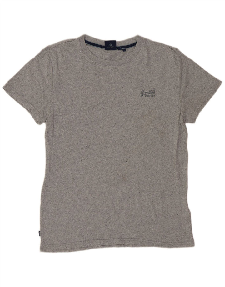 SUPERDRY Mens T-Shirt Top Large Grey Flecked Cotton