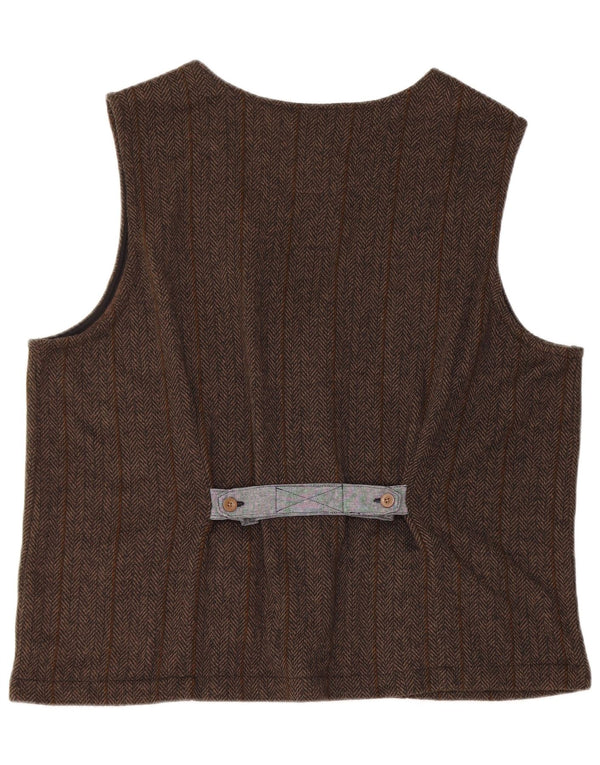 Vintage Mens Waistcoat 2XL Brown Striped Polyester
