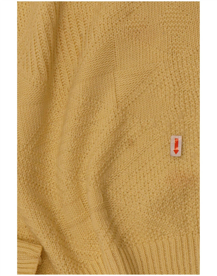 Mark Astor Mens Crew Neck Jumper Sweater IT 52 Large Yellow Geometric
