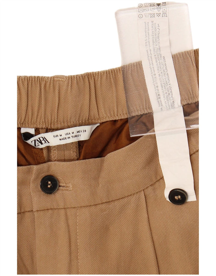 ZARA Womens Pegged Cropped Trousers Medium W28 L23 Brown Lyocell