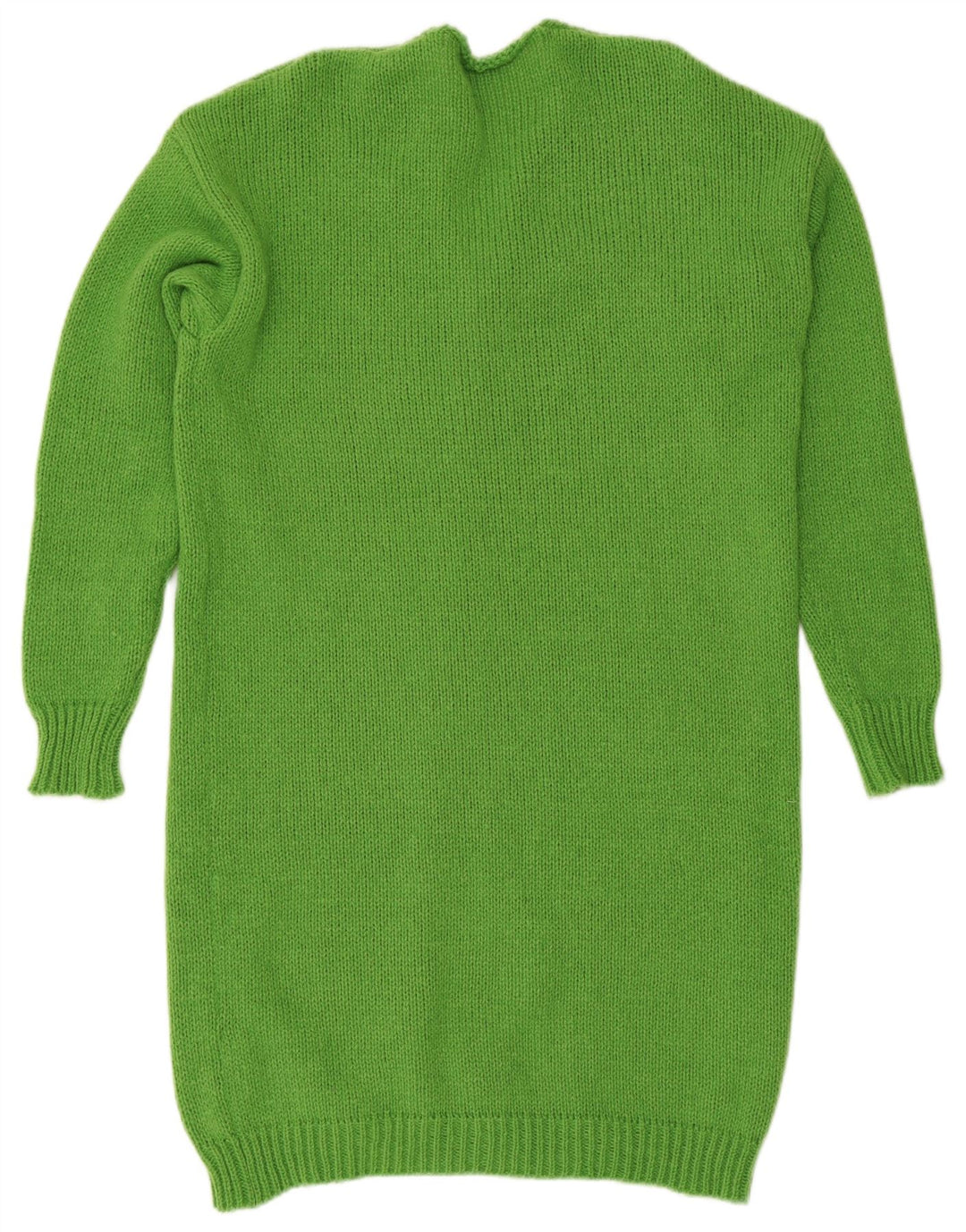 Vintage Womens Longline Open Cardigan Sweater UK 14 Medium Green Polyester