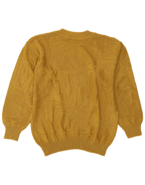 VINTAGE Womens Crew Neck Jumper Sweater UK 14 Medium Yellow
