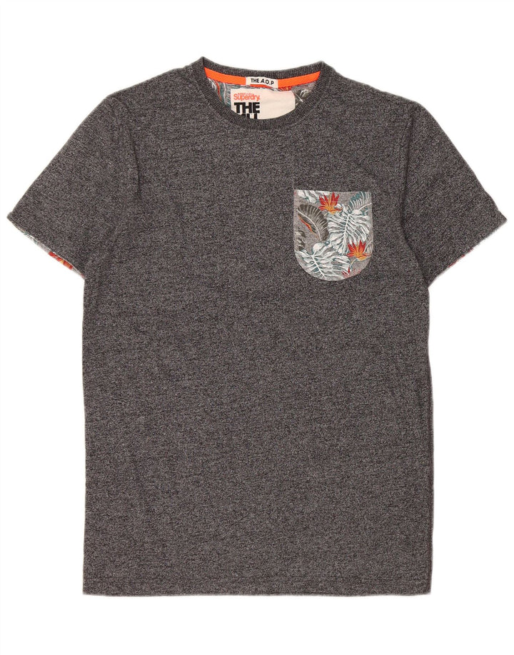 Superdry Mens T-Shirt Top Small Grey Flecked Cotton