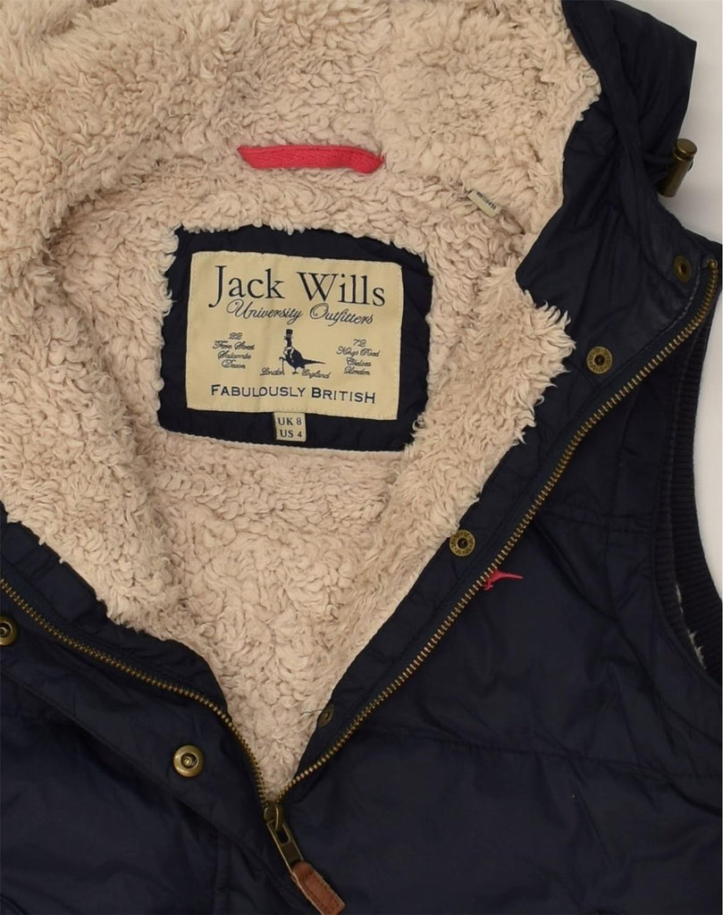 JACK WILLS Womens Sherpa Hooded Padded Gilet UK  8 Small Navy Blue | Vintage Jack Wills | Thrift | Second-Hand Jack Wills | Used Clothing | Messina Hembry 