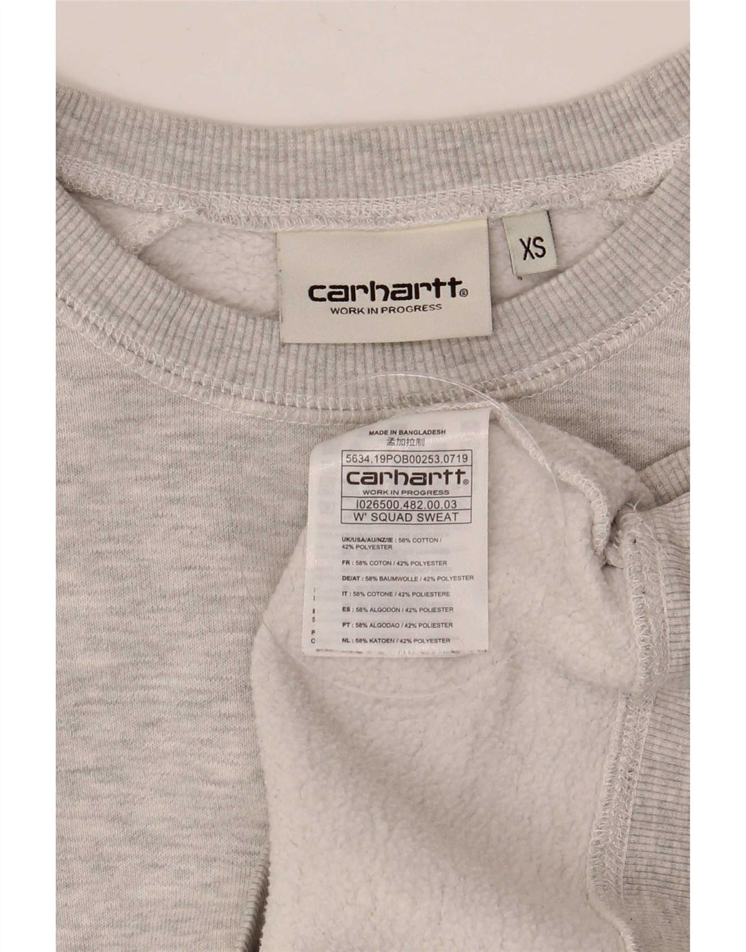 Carhartt Womens Oversized Sweatshirt Jumper UK 6 XS Grey Cotton