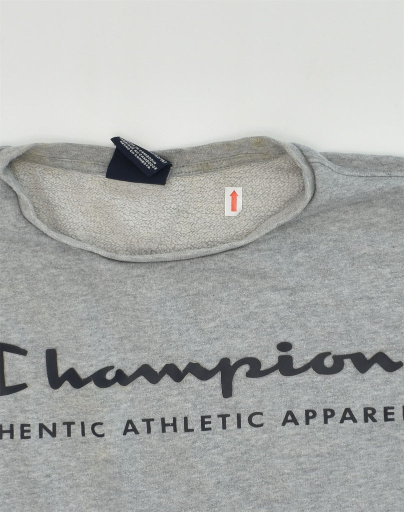 CHAMPION Boys Graphic Sweatshirt Jumper 13-14 Years XL Grey Cotton | Vintage Champion | Thrift | Second-Hand Champion | Used Clothing | Messina Hembry 