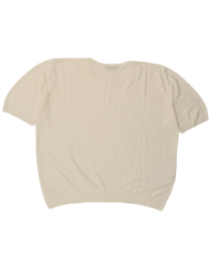 Marks & Spencer Womens Short Sleeve Blouse Top UK 20 2XL White Acrylic