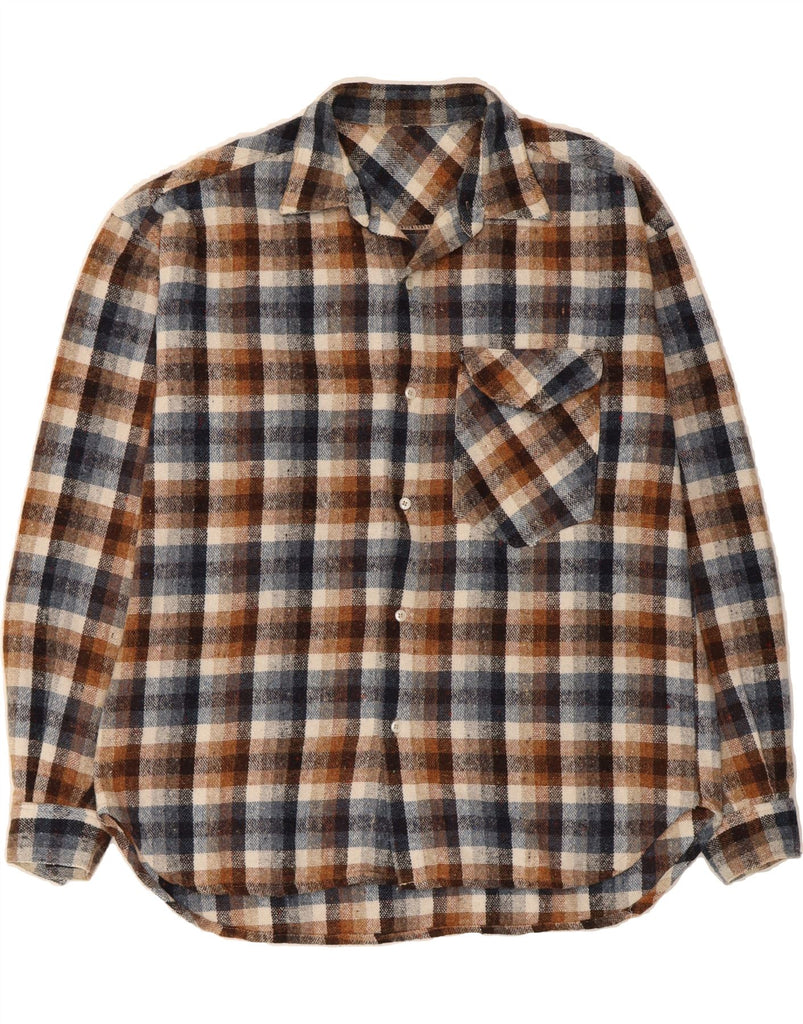 VINTAGE Mens Flannel Shirt XL Brown Check Vintage Vintage and Second-Hand Vintage from Messina Hembry 