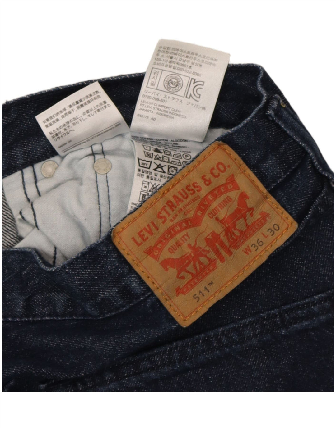 Levi's Mens 511 Slim Jeans W36 L30 Navy Blue Cotton