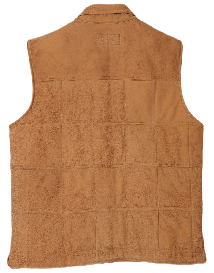 Hidepark Mens Leather Gilet UK 42 XL Beige Leather