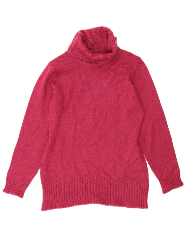 Vintage Womens Roll Neck Jumper Sweater UK 16 Large Pink