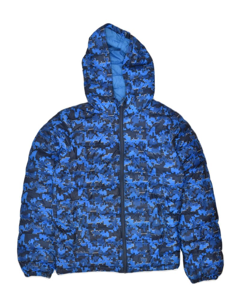 MOUNTAIN WAREHOUSE Boys Hooded Padded Jacket 11-12 Years Blue Geometric | Vintage | Thrift | Second-Hand | Used Clothing | Messina Hembry 