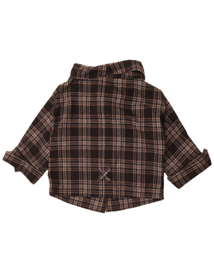 Vintage Womens Bomber Jacket UK 10 Small Brown Plaid Wool