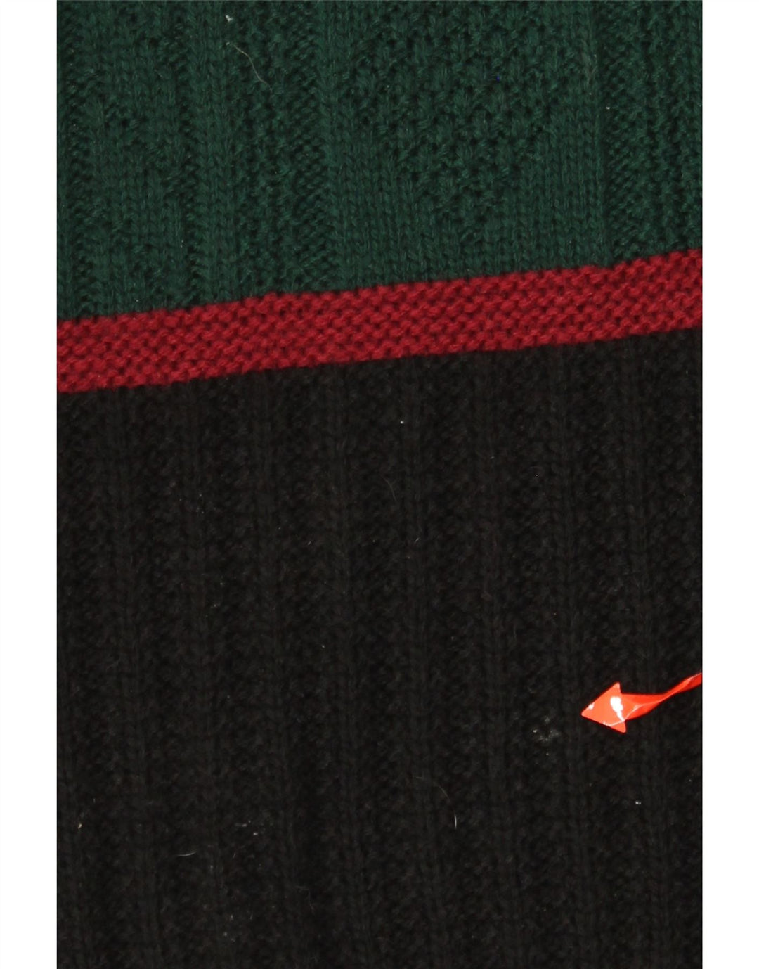 Vintage Mens Crew Neck Jumper Sweater Medium Green Colourblock Polyacrylic