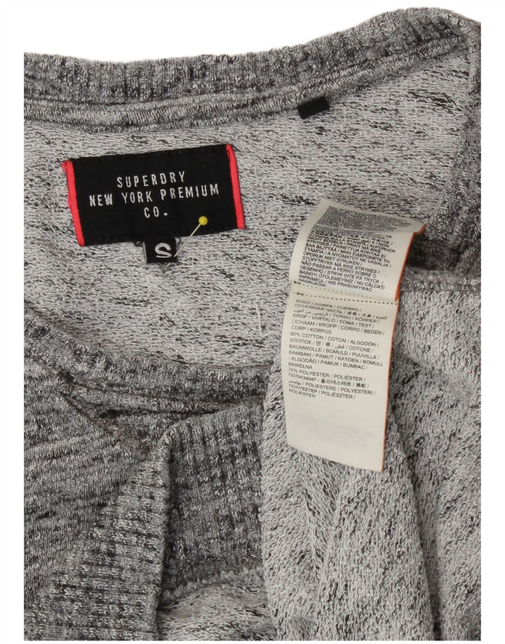 Superdry Womens Graphic Sweatshirt Jumper UK 10 Small Grey Flecked