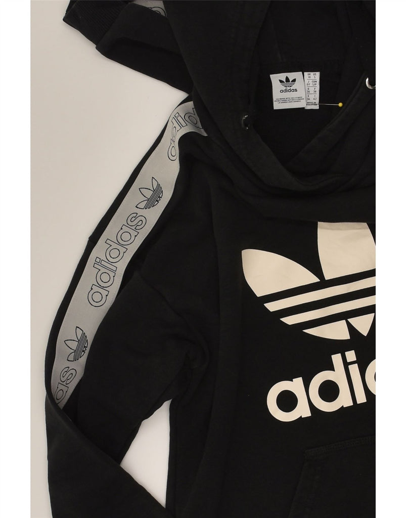 ADIDAS Womens Graphic Hoodie Jumper UK 10 Small  Black Cotton | Vintage Adidas | Thrift | Second-Hand Adidas | Used Clothing | Messina Hembry 