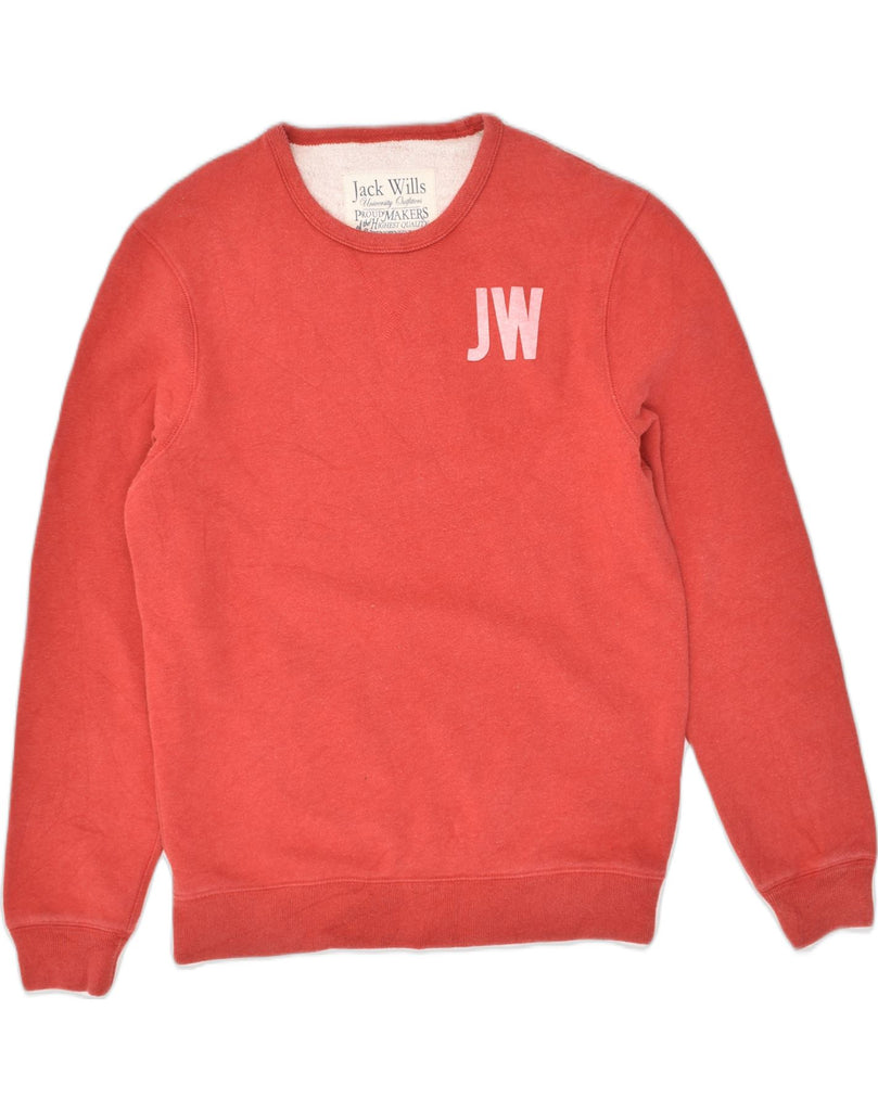 JACK WILLS Mens Sweatshirt Jumper Medium Red Cotton | Vintage Jack Wills | Thrift | Second-Hand Jack Wills | Used Clothing | Messina Hembry 