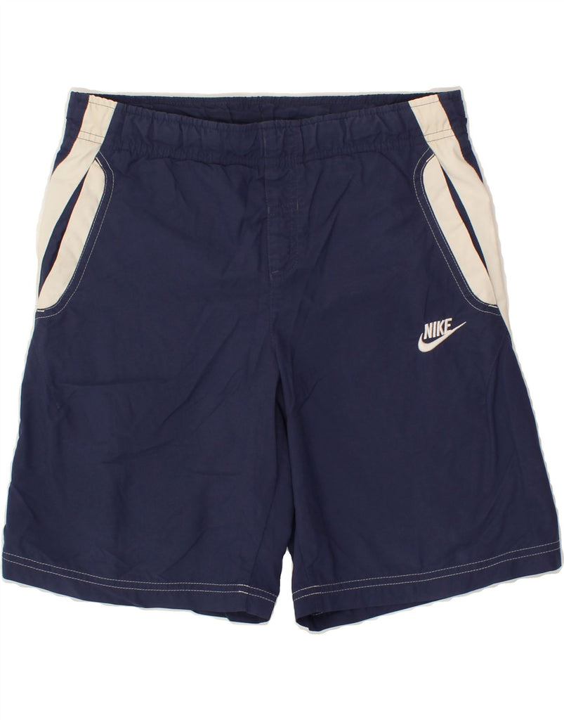 NIKE Boys Graphic Sport Shorts 10-11 Years Medium  Navy Blue Colourblock | Vintage Nike | Thrift | Second-Hand Nike | Used Clothing | Messina Hembry 