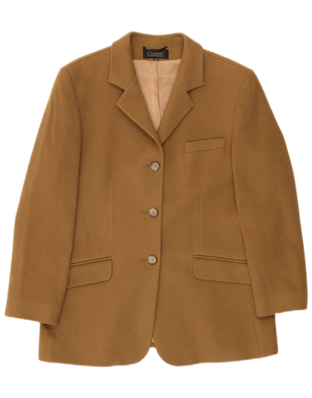 Clement Womens 3 Button Blazer Jacket IT 42 Medium Beige Cashmere