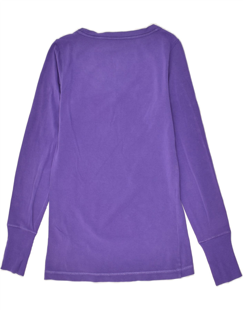 RALPH LAUREN Womens Graphic Top Long Sleeve UK 10 Small Purple Cotton | Vintage Ralph Lauren | Thrift | Second-Hand Ralph Lauren | Used Clothing | Messina Hembry 