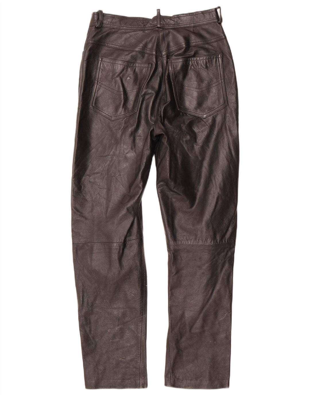 VINTAGE Womens Straight Trousers IT 42 Medium W28 L29 Black Leather