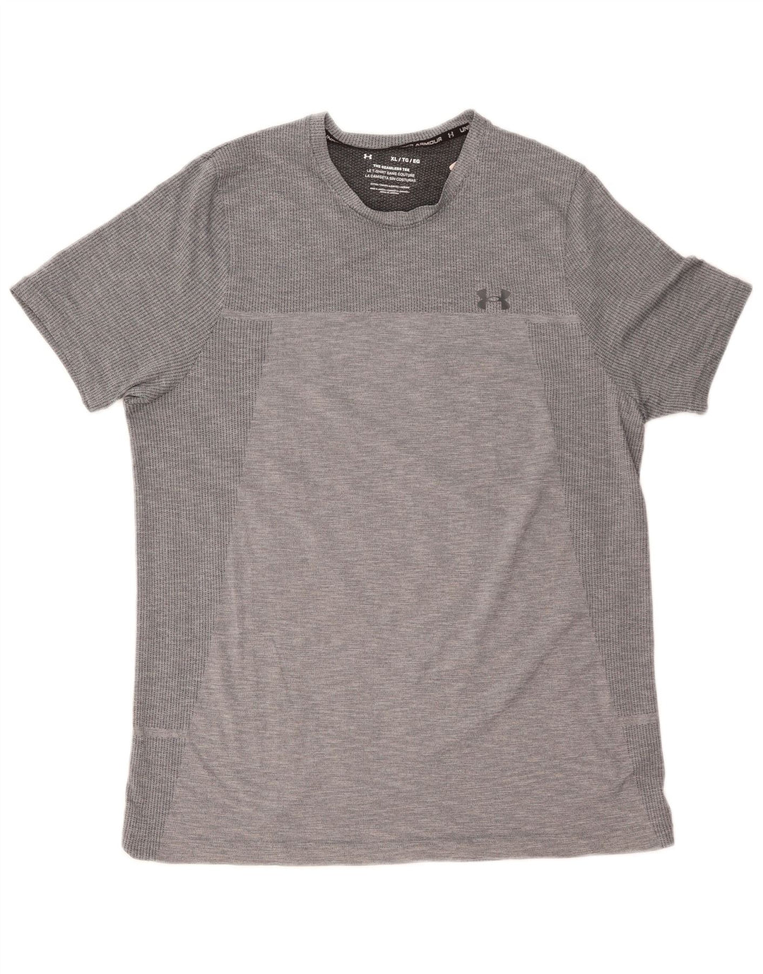 Under Armour Mens T-Shirt Top XL Grey Pinstripe Polyester