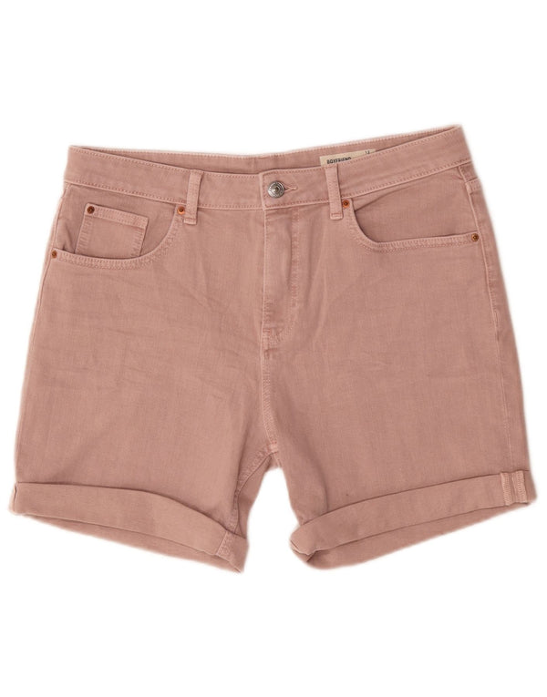 Marks & Spencer Womens Denim Shorts UK 12 Medium W30 Pink Cotton