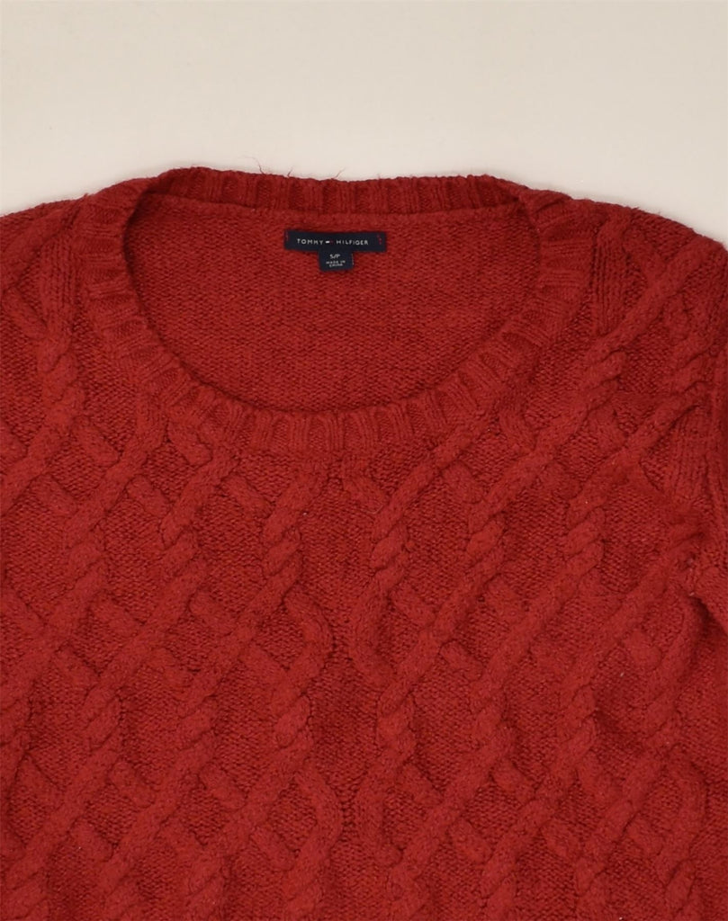 TOMMY HILFIGER Womens Crew Neck Jumper Sweater UK 8 Small Red Cotton | Vintage Tommy Hilfiger | Thrift | Second-Hand Tommy Hilfiger | Used Clothing | Messina Hembry 