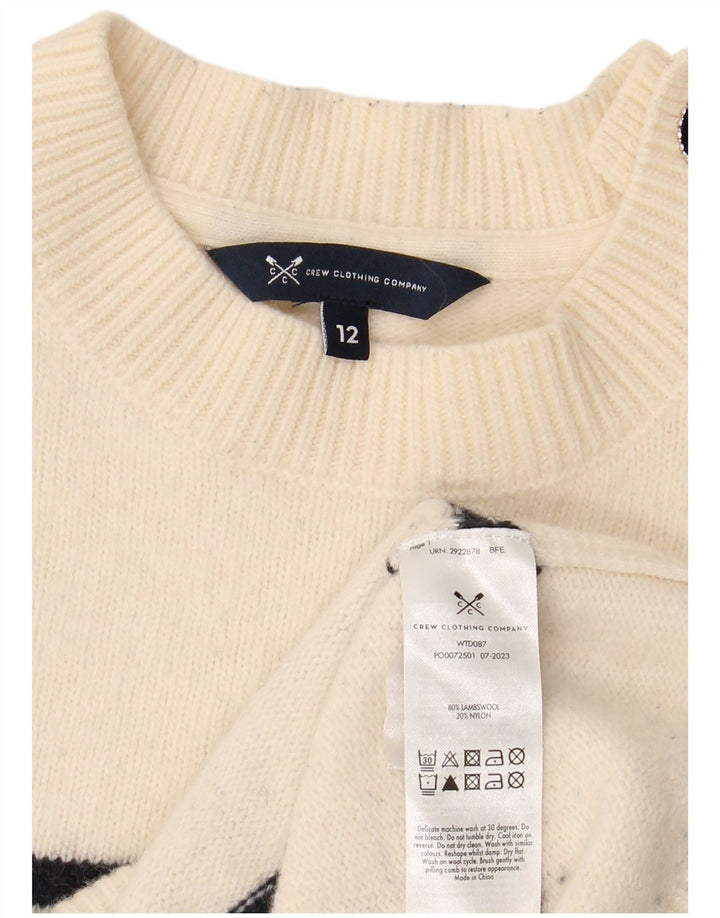 CREW CLOTHING Womens Crew Neck Jumper Sweater UK 12 Medium  Off White