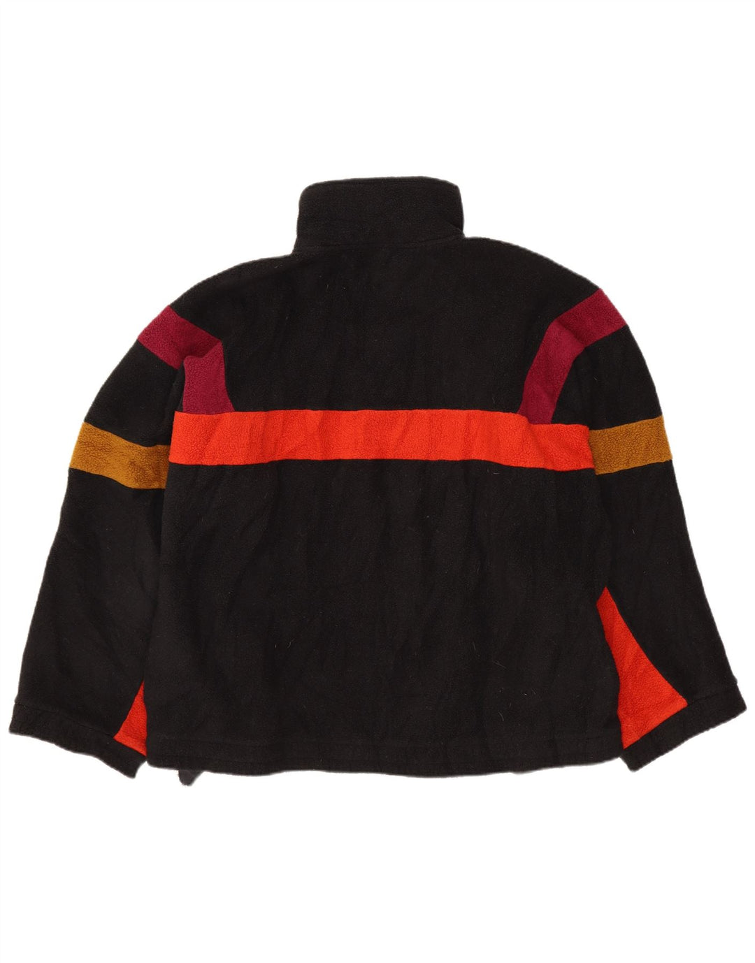 FILA Mens Button Neck Fleece Jumper IT 48 Medium Black Colourblock