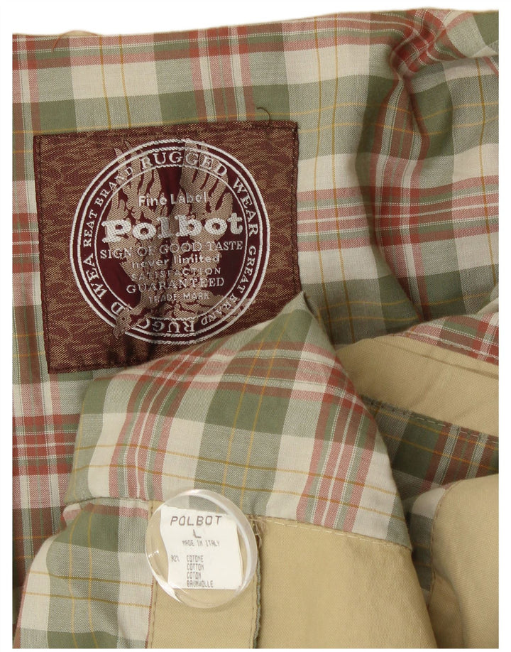 Polbot Mens Hooded Utility Jacket UK 40 Large Beige Cotton