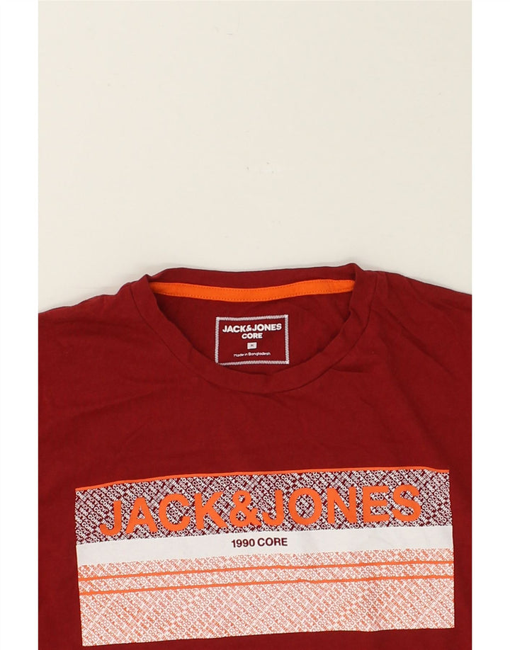 JACK & JONES Mens Graphic T-Shirt Top Medium Burgundy Cotton Vintage Jack & Jones and Second-Hand Jack & Jones from Messina Hembry 