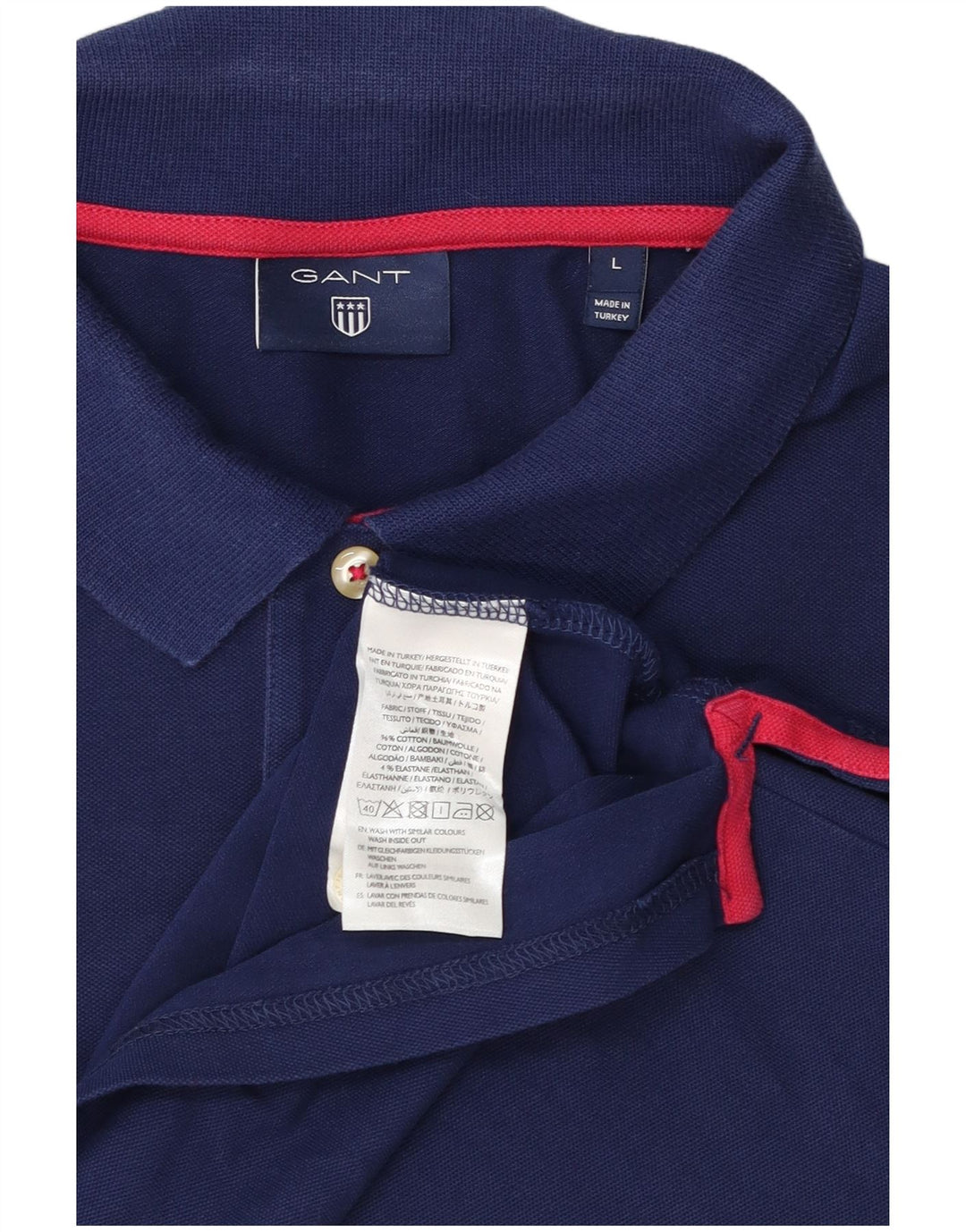 Gant Mens Polo Shirt Large Navy Blue Cotton
