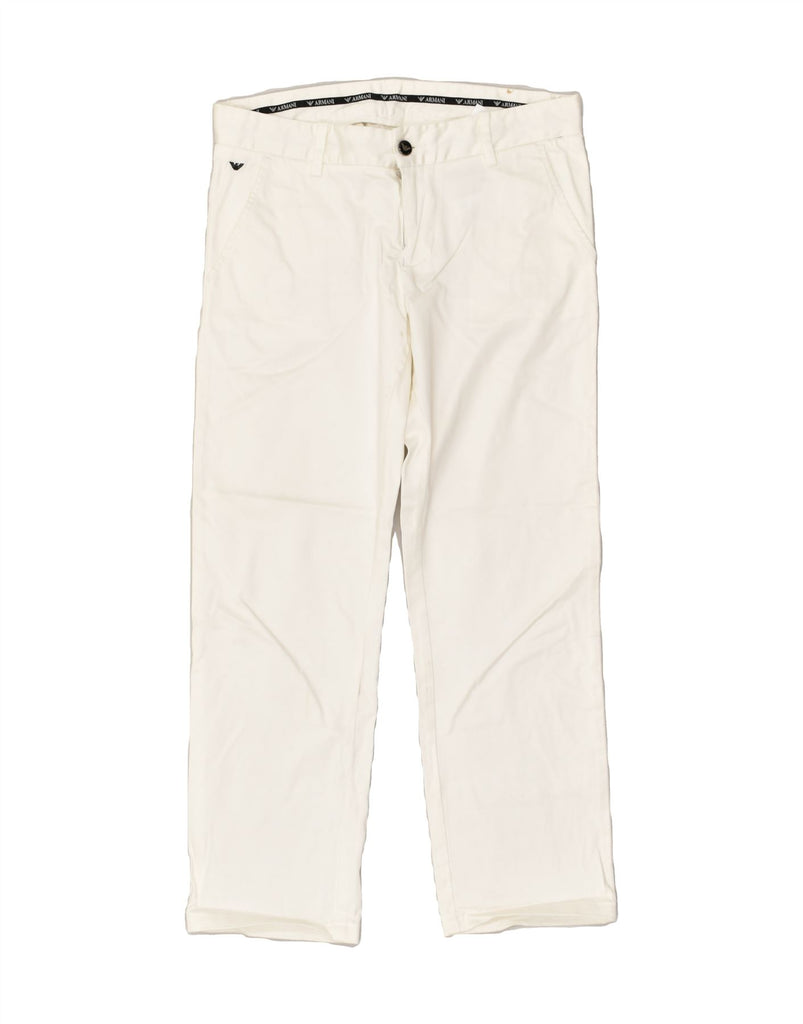 ARMANI Girls Straight Casual Trousers 14-15 Years W32 L26  White Cotton | Vintage Armani | Thrift | Second-Hand Armani | Used Clothing | Messina Hembry 