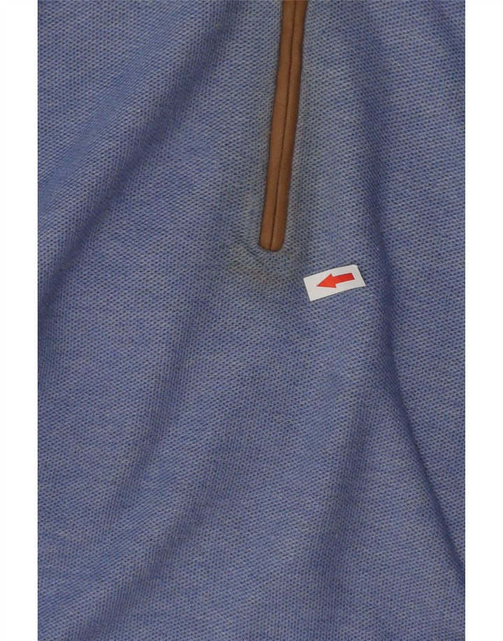 Massimo Dutti Mens Zip Neck Jumper Sweater Large Blue Cotton