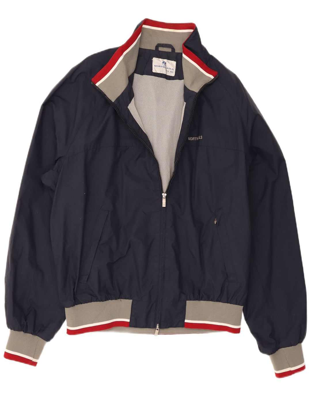 North Sails Mens Bomber Jacket UK 44 2XL Navy Blue Colourblock Polyamide