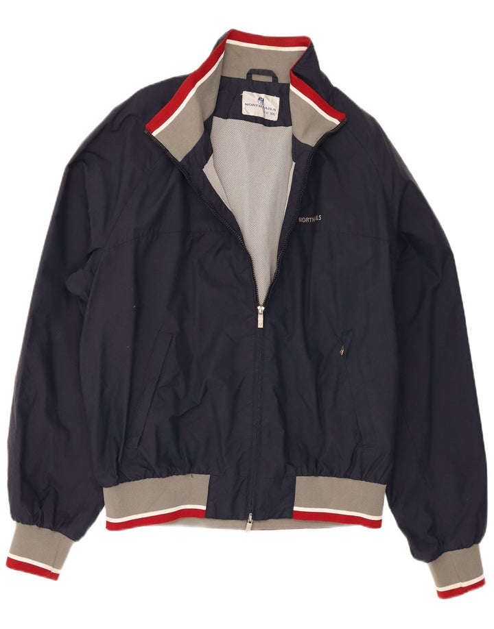 North Sails Mens Bomber Jacket UK 44 2XL Navy Blue Colourblock Polyamide