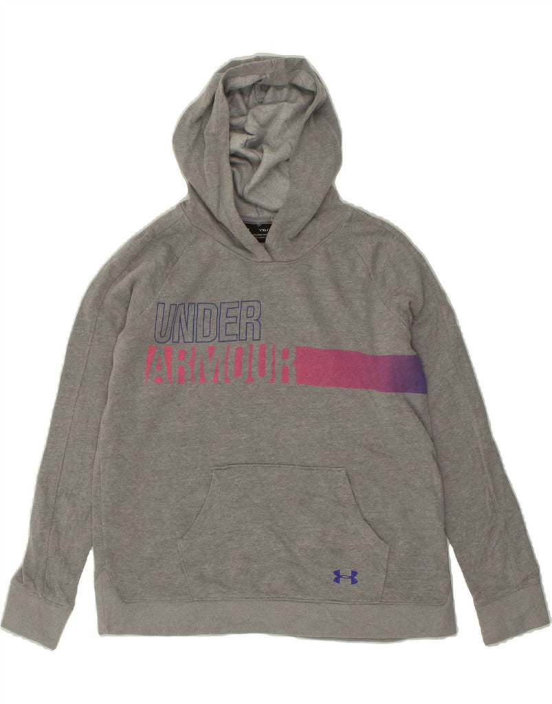 UNDER ARMOUR Girls Graphic Hoodie Jumper 15-16 Years XL  Grey | Vintage Under Armour | Thrift | Second-Hand Under Armour | Used Clothing | Messina Hembry 