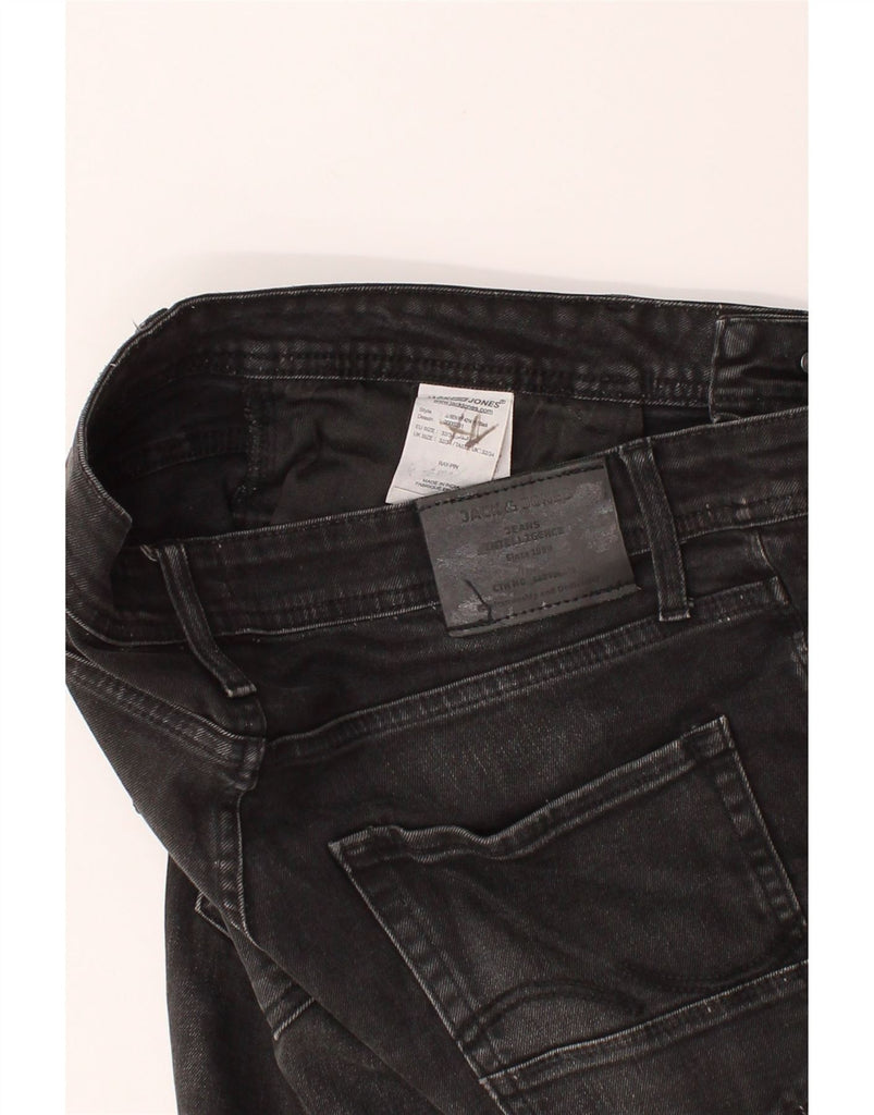 JACK & JONES Mens GLENN Slim Cropped Jeans W34 L24 Black Cotton Vintage Jack & Jones and Second-Hand Jack & Jones from Messina Hembry 