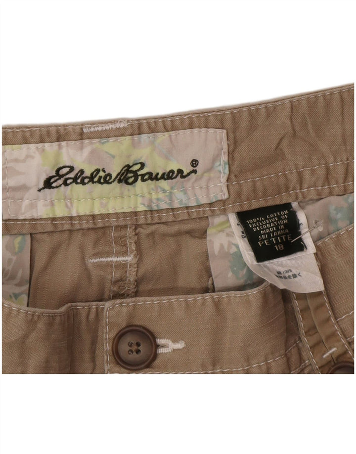 Eddie Bauer Womens Petite Cargo Shorts US 18 2XL W38  Beige Cotton