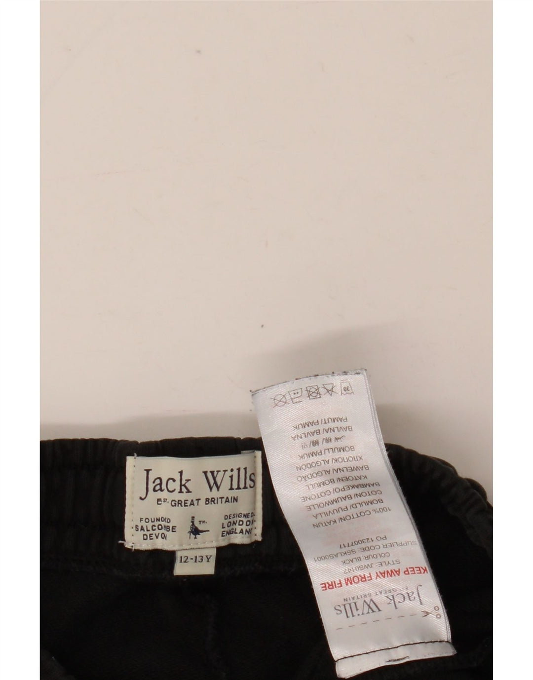 Jack Wills Boys Graphic Sport Shorts 12-13 Years Black Cotton