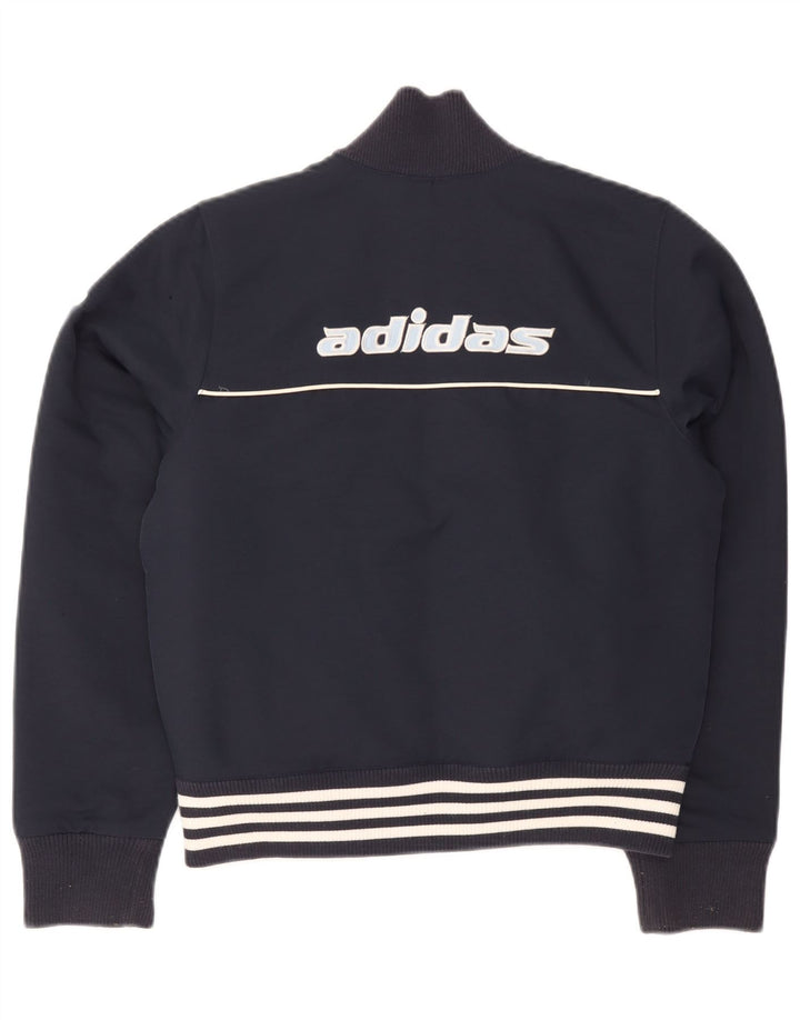 Adidas Womens Graphic Bomber Jacket UK 12 Medium Navy Blue Polyester