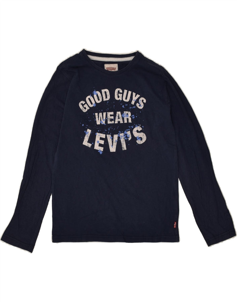 LEVI'S Boys Graphic Top Long Sleeve 11-12 Years Navy Blue Cotton | Vintage Levi's | Thrift | Second-Hand Levi's | Used Clothing | Messina Hembry 