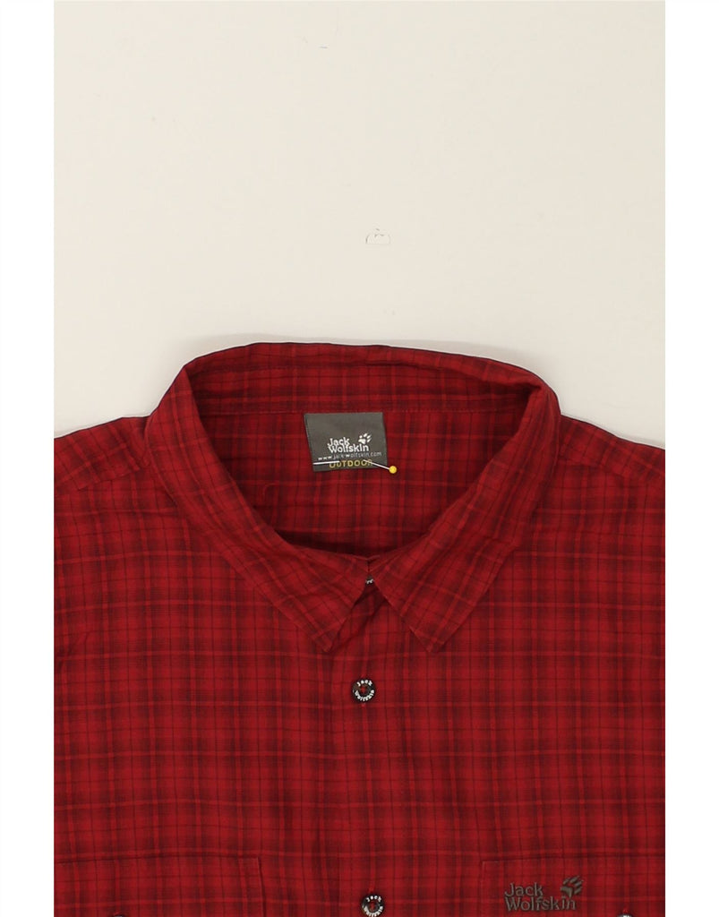 JACK WOLFSKIN Mens Outdoor Short Sleeve Shirt XL Red Check | Vintage Jack Wolfskin | Thrift | Second-Hand Jack Wolfskin | Used Clothing | Messina Hembry 