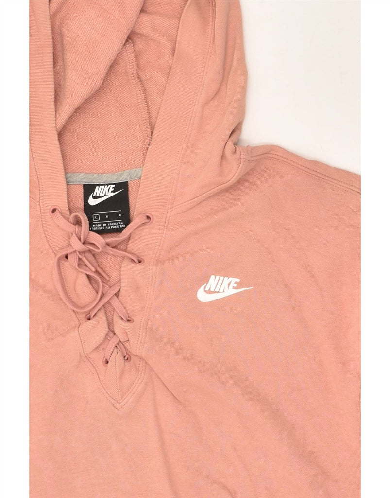 NIKE Womens Oversized Hoodie Jumper UK 16 Large Beige Cotton | Vintage Nike | Thrift | Second-Hand Nike | Used Clothing | Messina Hembry 