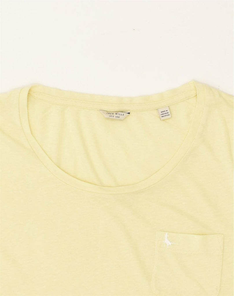 JACK WILLS Womens T-Shirt Top UK 12 Medium  Yellow Cotton | Vintage Jack Wills | Thrift | Second-Hand Jack Wills | Used Clothing | Messina Hembry 